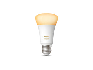 a philips hue smart light bulb with its light on