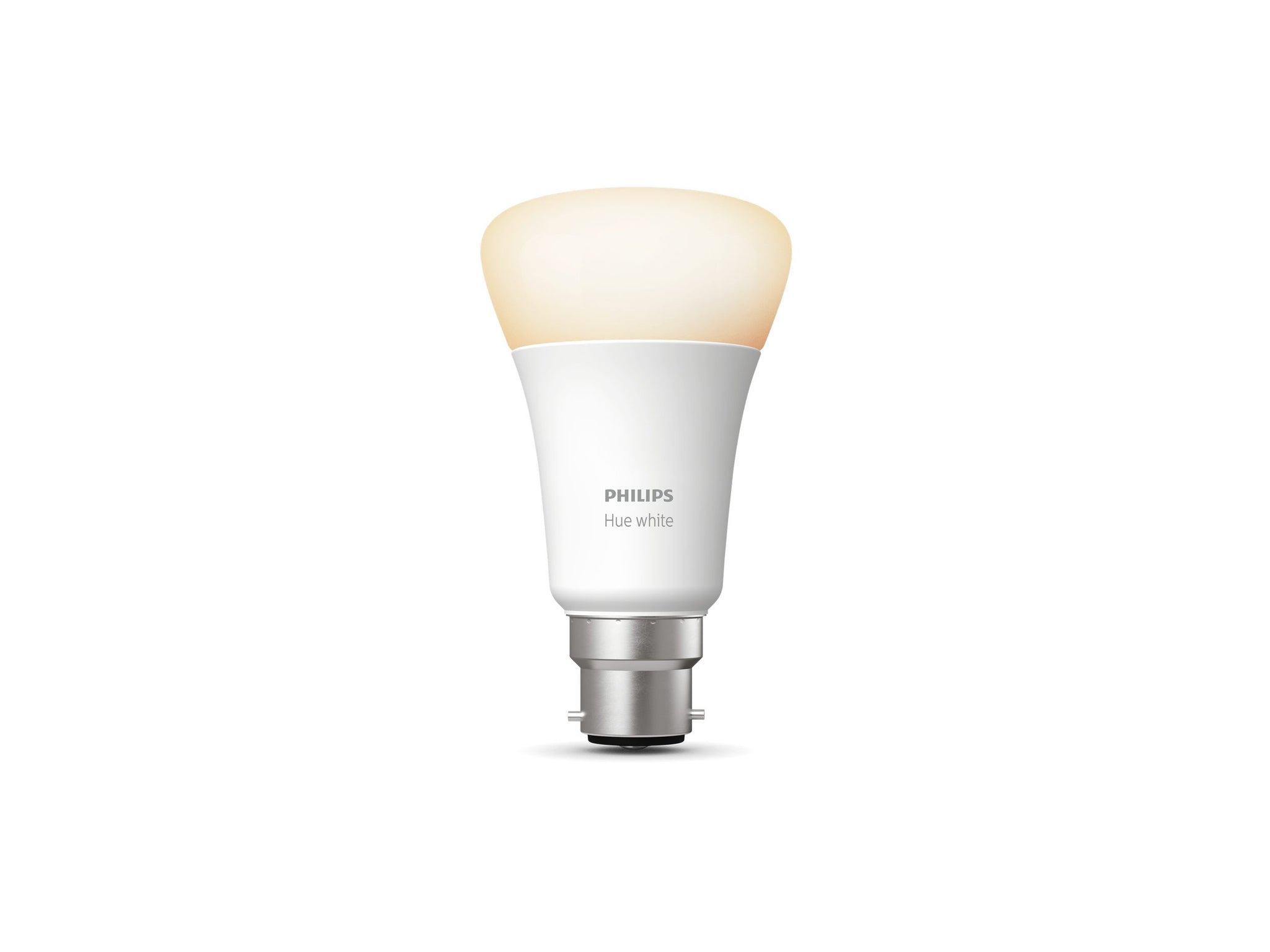 a philips hue smart light bulb with a b22 fitting