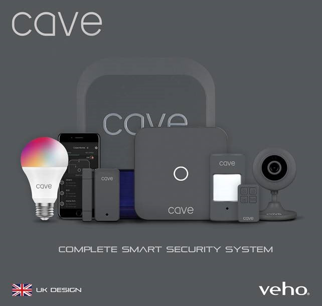 The complete Veho cave systems' collection of products on a rey background