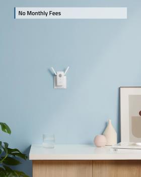 the eufy slim smart video doorbell chime plugged in to a wall . caption reads, no monthly fees