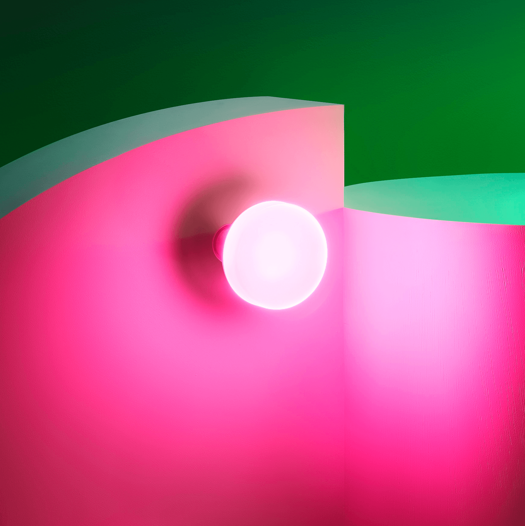 white light with a pink and green background