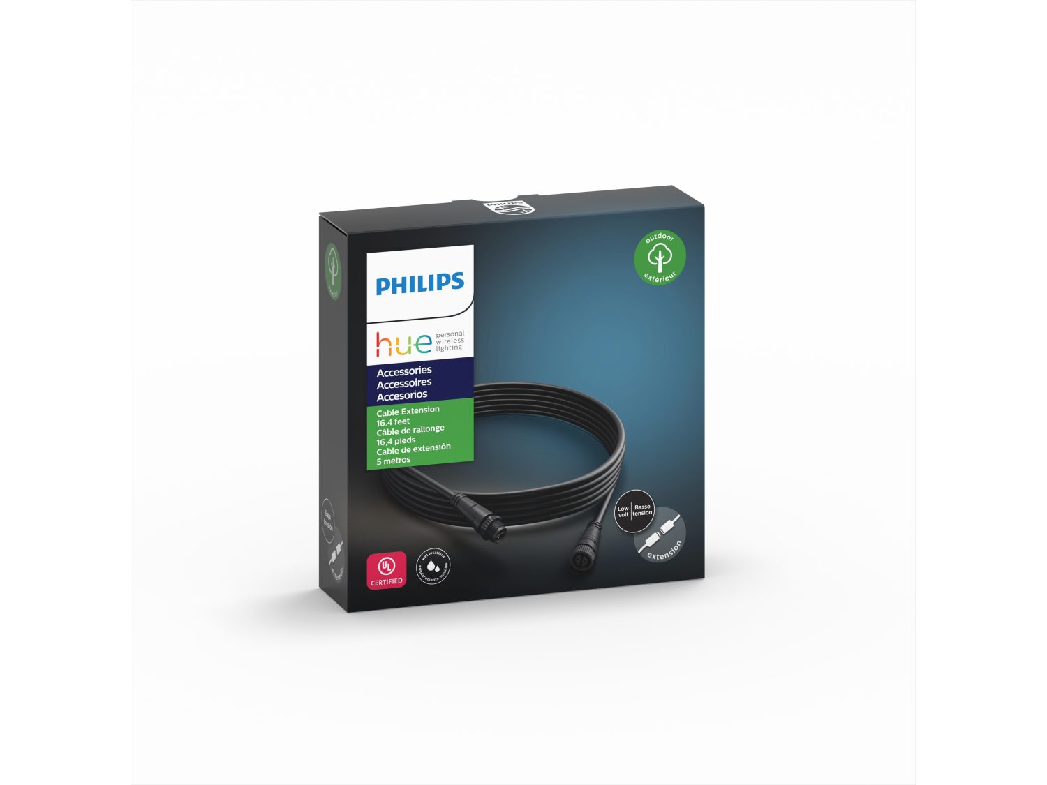 the packaging for a philips hue 5 metre outdoor extension cable