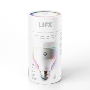 LIFX Colour Light Smart Light Bulb - 1100 Lumen Bright - E27 Fitting in its packaging