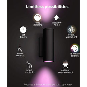 Philips Hue Colour Appear Outdoor Smart Wall Light  - Black