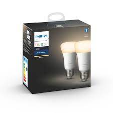 A twin pack of philips hue, E27, White ambient, smart light bulbs in their packaging